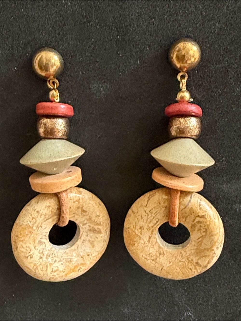 Mixed Material Dangle Earrings